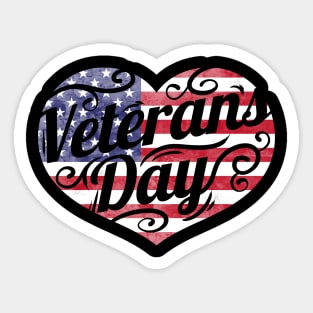 American Flag Heart for Veterans Day Sticker